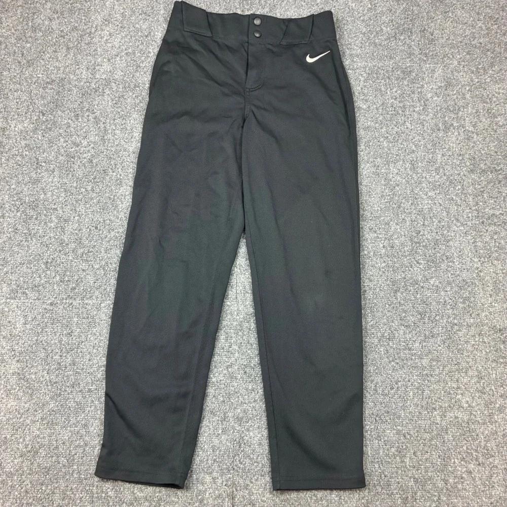 Nike Womens Size Large 26x26 Black Dri-FIT Softball Baseball Pants Double Snap